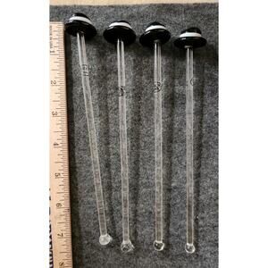 Four Vintage Glass Top Hat Stirrers Swizzles Barware